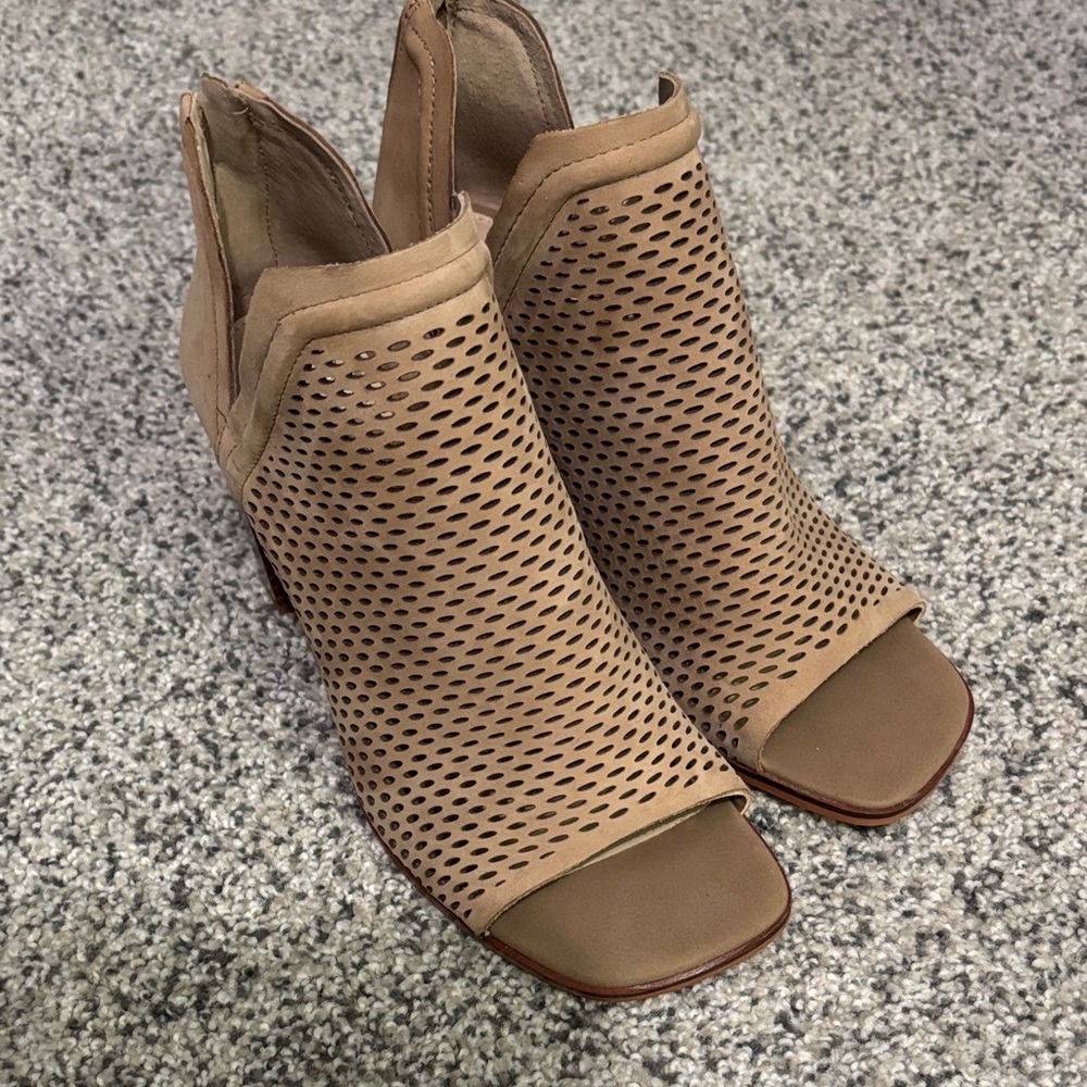 Vince Camuto Tan Perforated Heeled Boots